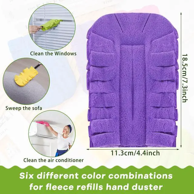 Alt view image 2 of 6 - 12 Pcs Duster Refill Reusable Fleece Duster Refills Feather Flat Dusters Multi Surface Washable Cleaning Pads Tools for Home, Blinds, Car, Pet, Furniture, Fans (Dark Color)
