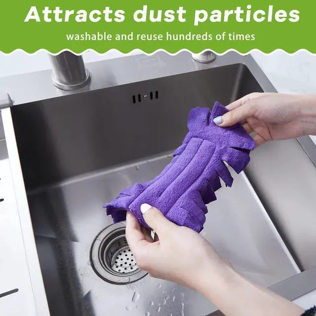 Alt view image 3 of 6 - 12 Pcs Duster Refill Reusable Fleece Duster Refills Feather Flat Dusters Multi Surface Washable Cleaning Pads Tools for Home, Blinds, Car, Pet, Furniture, Fans (Dark Color)