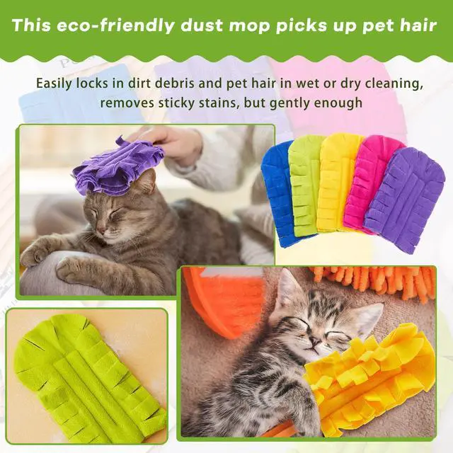 Alt view image 4 of 6 - 12 Pcs Duster Refill Reusable Fleece Duster Refills Feather Flat Dusters Multi Surface Washable Cleaning Pads Tools for Home, Blinds, Car, Pet, Furniture, Fans (Dark Color)