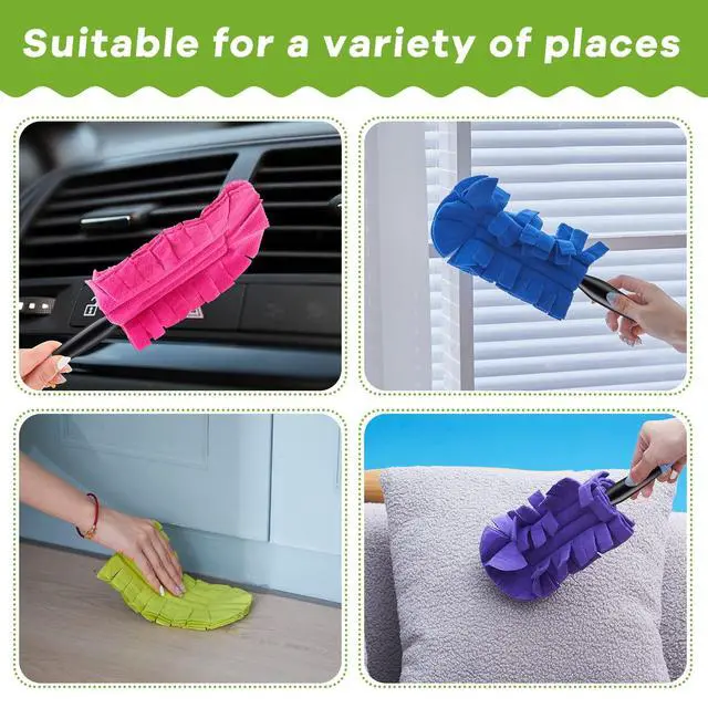 Alt view image 5 of 6 - 12 Pcs Duster Refill Reusable Fleece Duster Refills Feather Flat Dusters Multi Surface Washable Cleaning Pads Tools for Home, Blinds, Car, Pet, Furniture, Fans (Dark Color)