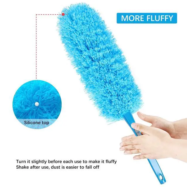 Alt view image 5 of 7 - Rainbow Static Duster 24inch Reusable Microfiber Electrostatic Dusters with 2 Beandable and Washable Duster Head for Cleaning Home, Office, Car