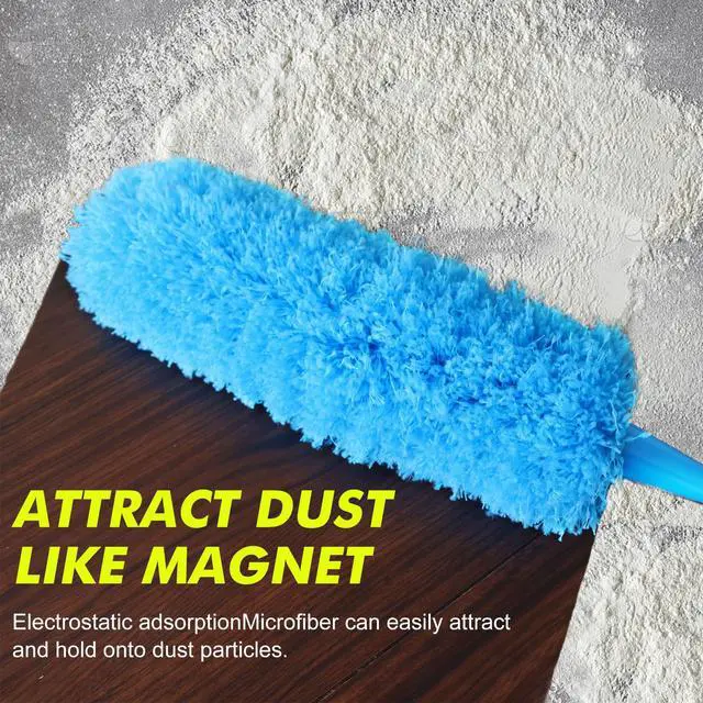 Alt view image 6 of 7 - Rainbow Static Duster 24inch Reusable Microfiber Electrostatic Dusters with 2 Beandable and Washable Duster Head for Cleaning Home, Office, Car