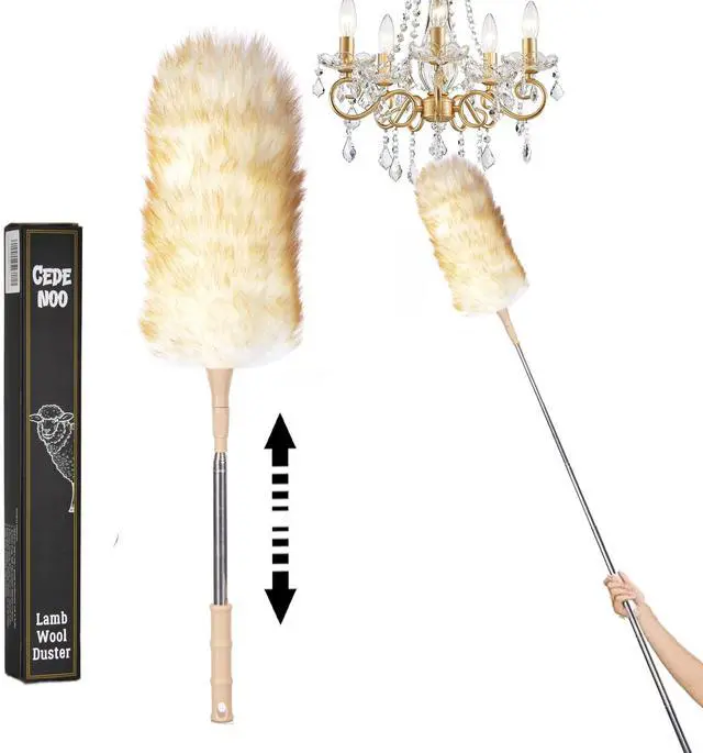 Main image of Lambswool Duster Extendable 2255 Inch Natural Wool Duster with Flexible Head for Ceilings Furniture Blinds Electronics Washable Reusable