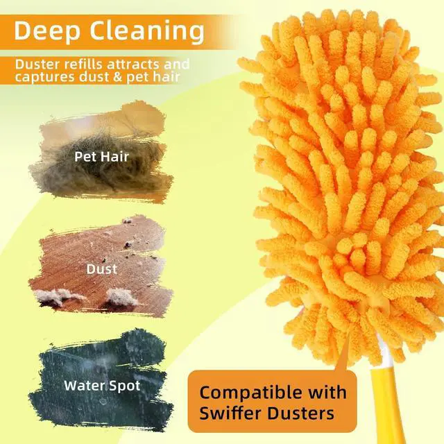 Alt view image 5 of 7 - Reusable Duster Refill Compatible with Swiffer Duster Kit - Pet Heavy Duty Duster Refills Fit for Swiffer Extended Handle Duster - Microfiber 360 Duster Refills for Dusting Cleaning, 4 Pack