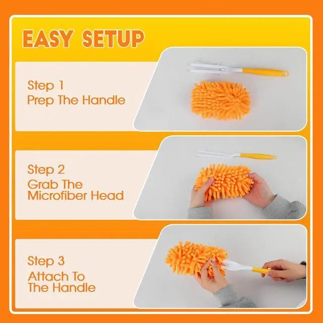 Alt view image 7 of 7 - 6Pcs Reusable Duster Refill Compatible with Swiffer Hand Duster +1 Handle, 360 Heavy Duty Duster Refills for Cleaning, Office, Ceiling Fan (6PCS+1Handle)