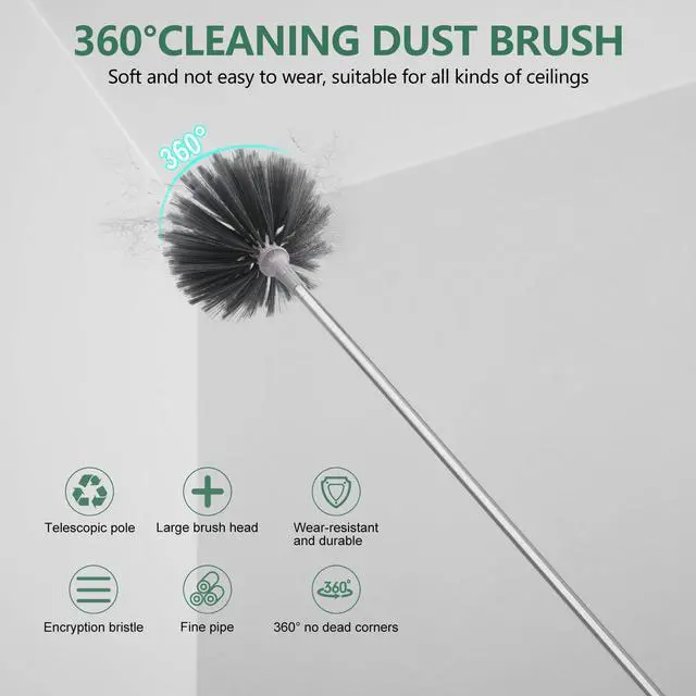 Alt view image 4 of 7 - Dusters for Cleaning, 100-inch Extra-Long Cobweb Duster with Extension Pole, Bendable Microfiber Head & Cobweb Brush Washable Ceiling Fan Cleaner Duster Kit for High Ceilings, Corner