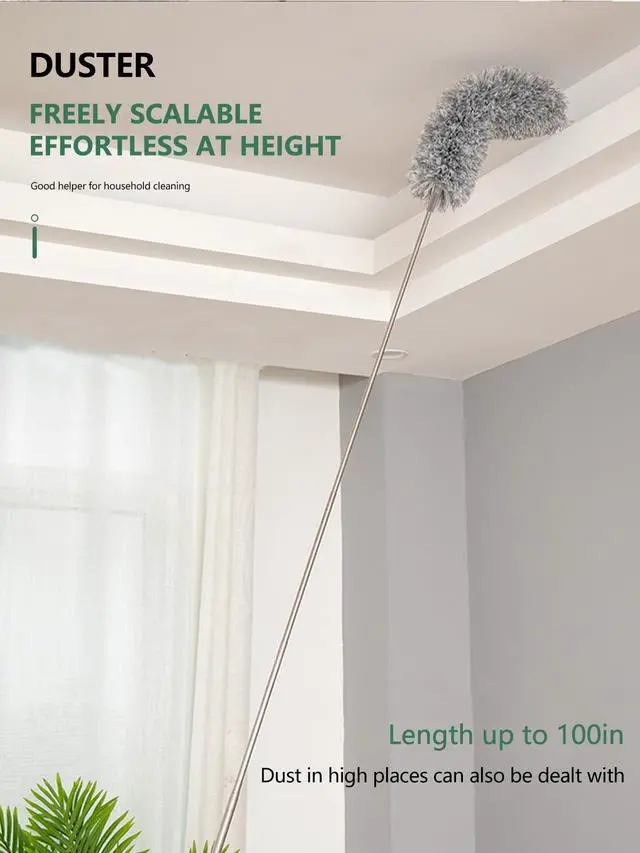 Alt view image 7 of 7 - Dusters for Cleaning, 100-inch Extra-Long Cobweb Duster with Extension Pole, Bendable Microfiber Head & Cobweb Brush Washable Ceiling Fan Cleaner Duster Kit for High Ceilings, Corner