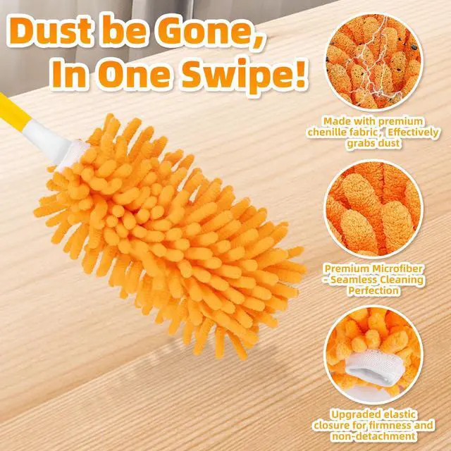 Alt view image 3 of 7 - 4 Pack Reusable Duster Refills Compatible with Swiffer Hand Duster, Washable Microfiber 360 Heavy Duty Dusters Refills for Dusting Cleaning(Include 1 Handle & Laundry Bag)
