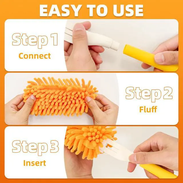 Alt view image 4 of 7 - 4 Pack Reusable Duster Refills Compatible with Swiffer Hand Duster, Washable Microfiber 360 Heavy Duty Dusters Refills for Dusting Cleaning(Include 1 Handle & Laundry Bag)