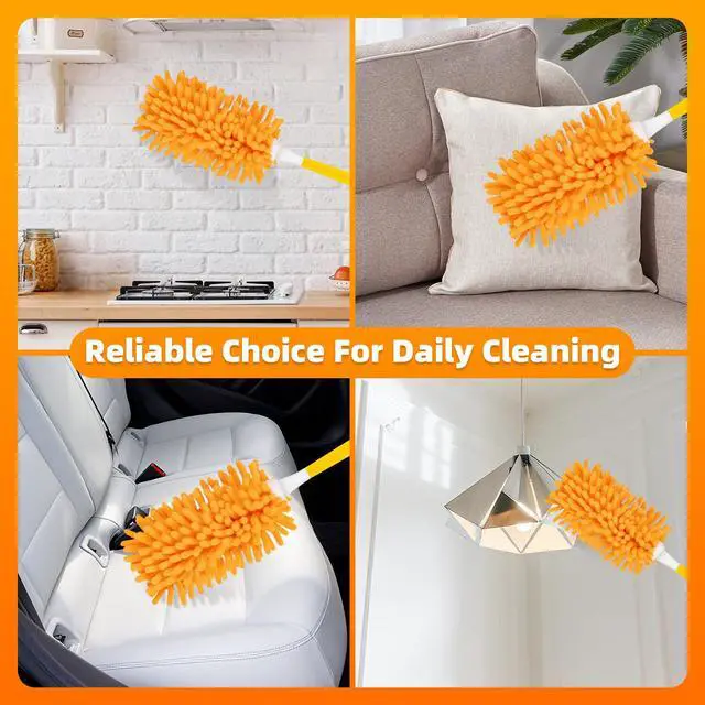 Alt view image 7 of 7 - 4 Pack Reusable Duster Refills Compatible with Swiffer Hand Duster, Washable Microfiber 360 Heavy Duty Dusters Refills for Dusting Cleaning(Include 1 Handle & Laundry Bag)