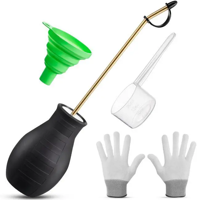 Main image of Diatomaceous Earth Powder Duster, 8OZ Garden Powder Applicator Dispenser with Long Metal Tube, Bulb Duster Sprayer for Home Organic Gardening Agricultural Supply (Black,1 Pack)
