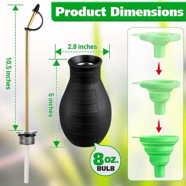 Alt view image 3 of 7 - Diatomaceous Earth Powder Duster, 8OZ Garden Powder Applicator Dispenser with Long Metal Tube, Bulb Duster Sprayer for Home Organic Gardening Agricultural Supply (Black,1 Pack)
