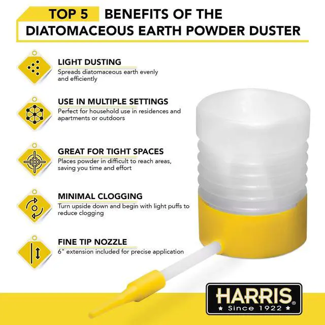 Alt view image 3 of 7 - Diatomaceous Earth Powder Duster with 6 Inch Extension Nozzle, for Easier Application of DE in Home & Outdoor Lawn and Garden Use