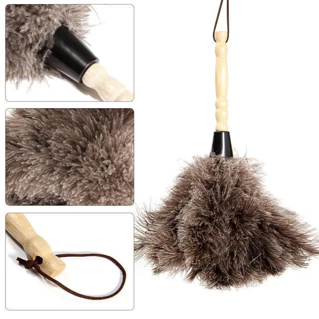 Alt view image 6 of 7 - 2pcs Ostrich Feather Dusters Natural Feathers Duster with Wooden Handle Natural Ostrich Feathers for Home Cleaning and Office Finishing Duster(2pcsLength14
