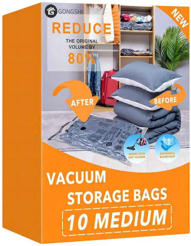Main image of Vacuum Storage Bags, Space Saver Seal Bags For Clothing, Travel Luggage,Blankets, Comforters, Pillows, Clothes Storage.10 Medium