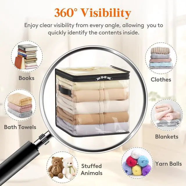 Alt view image 4 of 7 - 4 Pack Clear Clothes Storage Bags, Sweater Storage with Zipper, 18L Vinyl Foldable Moving Bags, Storage Container for Blankets Bed Sheet Sweater Yarns