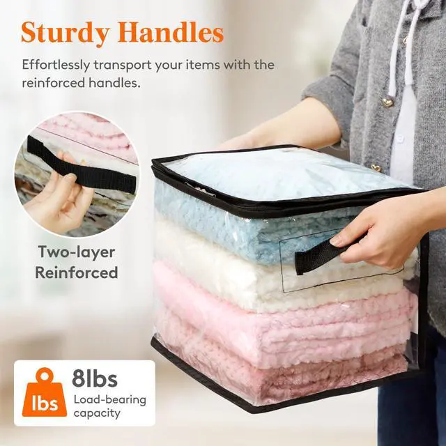 Alt view image 6 of 7 - 4 Pack Clear Clothes Storage Bags, Sweater Storage with Zipper, 18L Vinyl Foldable Moving Bags, Storage Container for Blankets Bed Sheet Sweater Yarns