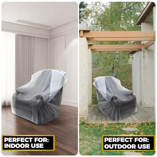 Alt view image 7 of 7 - Plastic Furniture Covers for Moving Storage - Heavy-Duty Chair Cover Protectors, Waterproof & Dustproof Clear Moving Bags for Armchair or Recliner - Extra Large Bag Open Size 64 x 42 x 34 Inch
