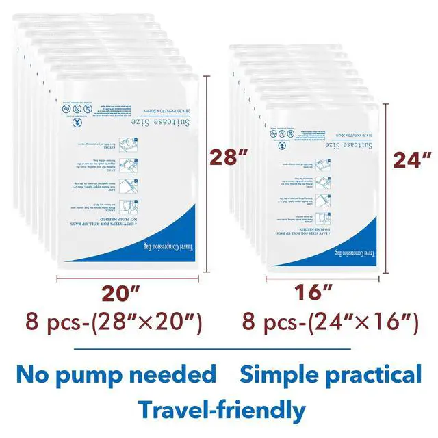 Alt view image 7 of 7 - Vacuum Storage Bags, Space Saver Sealer Bags for Clothing, Pillows, Comforters, Blankets, Bedding, Travel, 16 Roll Bags, PA+PE Material