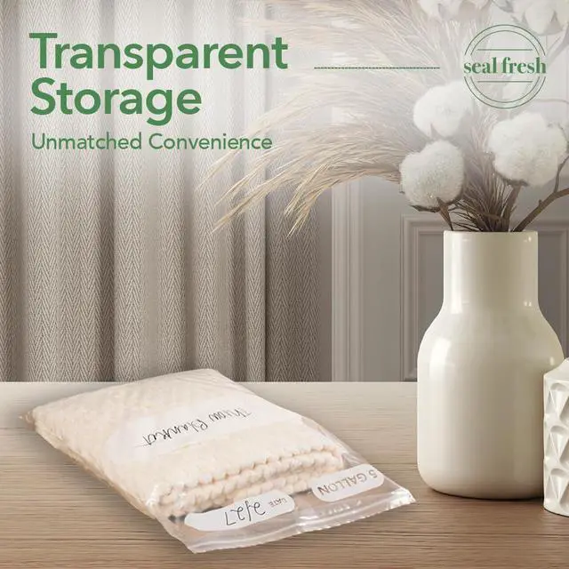 Alt view image 7 of 7 - 5 Gallon Large Plastic Storage Bags 18" x 24" (15 Count) Reusable XXL Extra Large Clear Jumbo Zip Bags with Sealable Zipper Top For Clothes, Travel, Moving