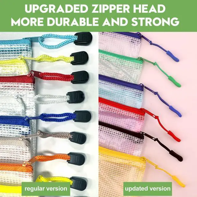 Alt view image 3 of 7 - 24pcs Mesh Zipper Pouch Bags A4 Zipper Bags for Classroom Organization, Waterproof Document Zipper Pouches for Cosmetics, Travel Storage File Bags for Office Supplie