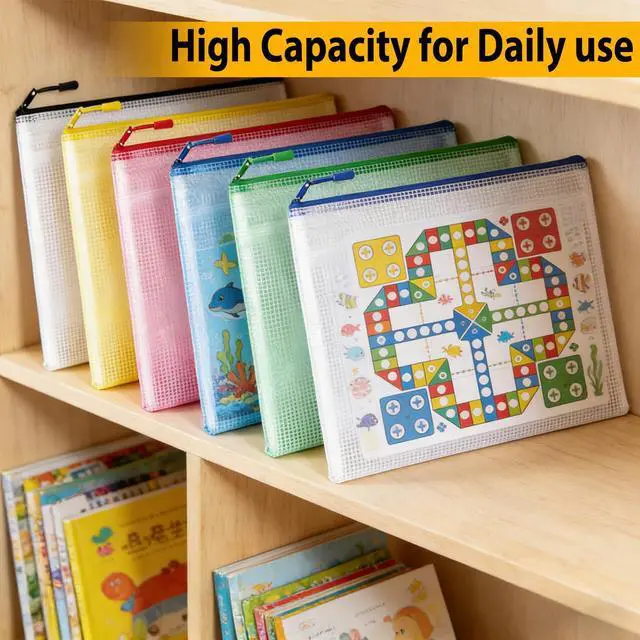 Alt view image 4 of 7 - 24pcs Mesh Zipper Pouch Bags A4 Zipper Bags for Classroom Organization, Waterproof Document Zipper Pouches for Cosmetics, Travel Storage File Bags for Office Supplie