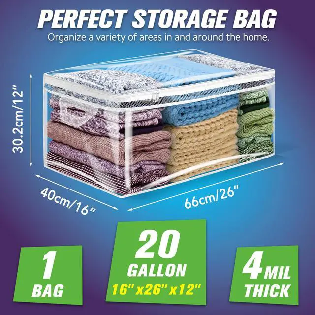 Alt view image 2 of 7 - Large Storage Bag for Clothes, Jumbo Zipper Totes