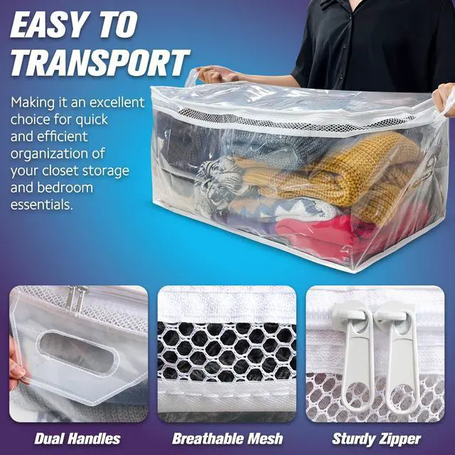 Alt view image 7 of 7 - Large Storage Bag for Clothes, Jumbo Zipper Totes