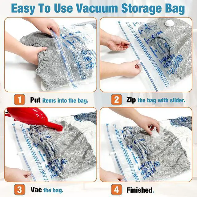 Alt view image 3 of 6 - Vacuum Storage Bags, 10 Small Space Saver Vacuum Seal Bags, Space Bags, Vacuum Sealer Bags for Clothes with Travel Hand Pump (10S)
