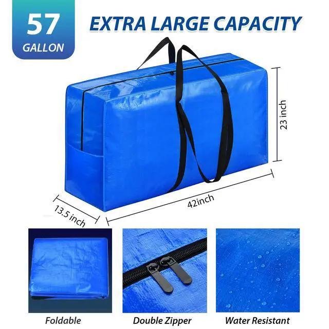 Alt view image 3 of 7 - 57 Gallon Extra Large Storage Bags, XXL Jumbo Large Moving Bags Heavy Duty, Storage Totes Zippered Moving Boxes Supplies for College, Foldable Duffle Bag for Travel, Christmas Tree Bag, 42x23x13.5inch
