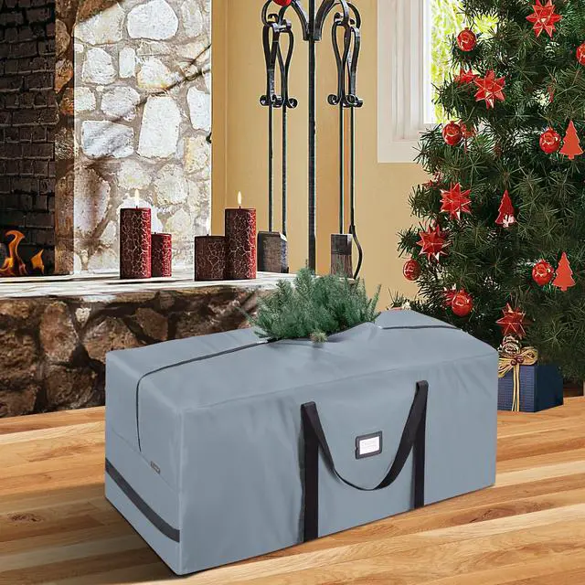 Alt view image 3 of 7 - 7.5 ft Christmas Tree Storage Bag, Heavy Duty 900D Oxford Fabric with Reinforced Handles and Dual Zippers Wide Opening, Extra Large Storage Container for Trees and Decorations (Grey)