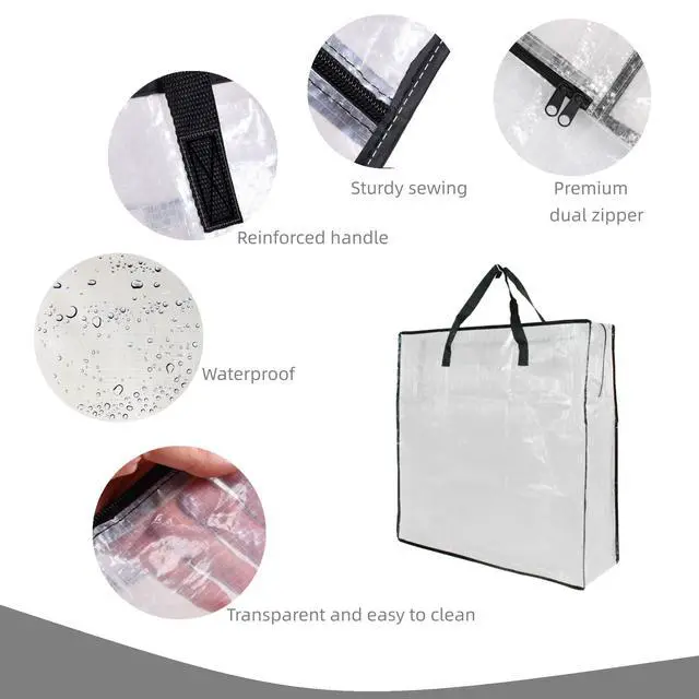 Alt view image 3 of 7 - 25 Gallon Large Clear Storage Bags with Zipper and Handles, Blanket Bags for Closet Storage, Underbed Storage Organizer for Clothes Pillow Bedding Christmas Wreath