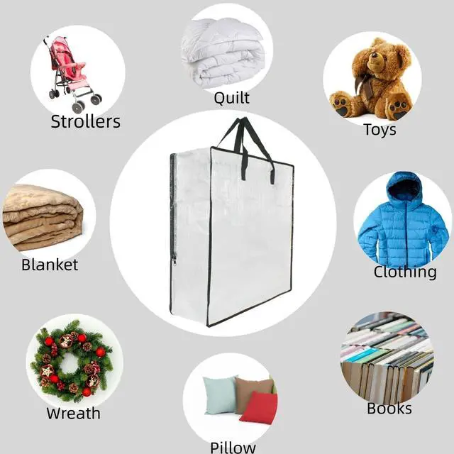 Alt view image 7 of 7 - 25 Gallon Large Clear Storage Bags with Zipper and Handles, Blanket Bags for Closet Storage, Underbed Storage Organizer for Clothes Pillow Bedding Christmas Wreath