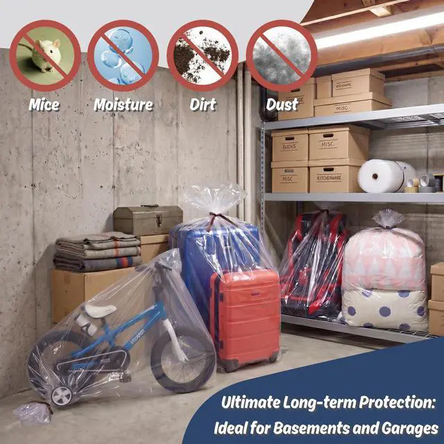 Alt view image 6 of 7 - 5 CT 40x60 inches Extra Large Clear Plastic Bags Perfect for Car Seat, Luggage, Suitcase, Stroller, Chair, Kids Bike and Attic Storage (2 Mil Flat Bags)