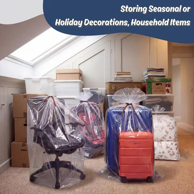 Alt view image 6 of 7 - 5 CT 45x65 inches Extra Large Clear Plastic Bags Perfect for Car Seat, Luggage, Suitcase, Stroller, Chair, Kids Bike and Attic Storage (3 Mil Flat Bags)