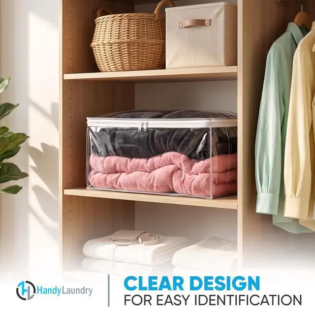 Alt view image 4 of 7 - Comforter Storage Bag Large 90L Clear Zippered Organizer for Blankets, Bedding, Clothes & Pillows, Durable Plastic Storage for Closet, Moving, Under Bed Dust & Moisture Protection