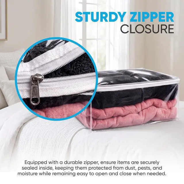 Alt view image 6 of 7 - Comforter Storage Bag Large 90L Clear Zippered Organizer for Blankets, Bedding, Clothes & Pillows, Durable Plastic Storage for Closet, Moving, Under Bed Dust & Moisture Protection