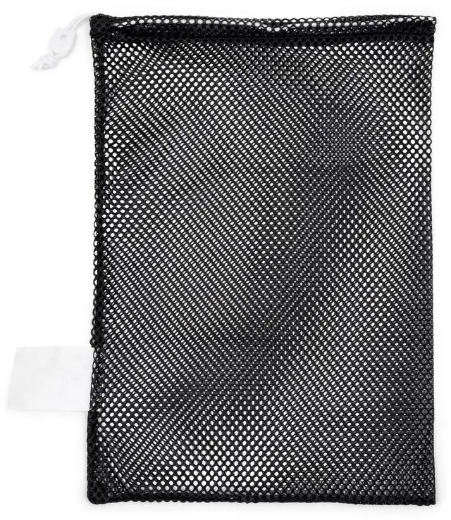 Main image of Mesh Sports Equipment Bag- Black, 12" x 18"- Multipurpose, Nylon Drawstring Bag w/ Lock and ID Tag, for Sports Equipment, Balls, Swimming Gear - Breathable Stuff Sack