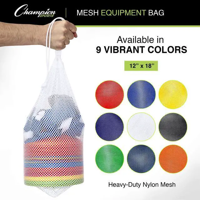 Alt view image 2 of 7 - Mesh Sports Equipment Bag- Black, 12" x 18"- Multipurpose, Nylon Drawstring Bag w/ Lock and ID Tag, for Sports Equipment, Balls, Swimming Gear - Breathable Stuff Sack