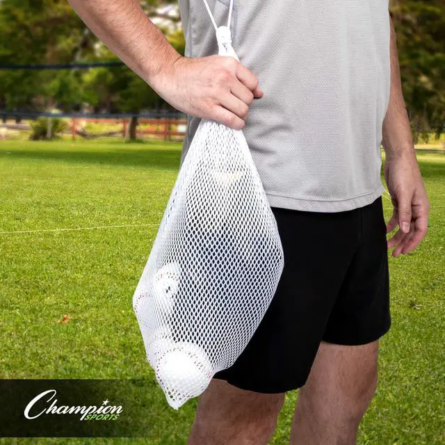 Alt view image 6 of 7 - Mesh Sports Equipment Bag- Black, 12" x 18"- Multipurpose, Nylon Drawstring Bag w/ Lock and ID Tag, for Sports Equipment, Balls, Swimming Gear - Breathable Stuff Sack