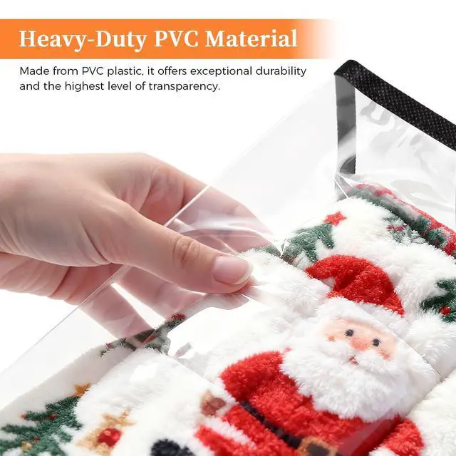 Alt view image 2 of 7 - Clear Storage Bags, 4 Pack Under Bed Storage and Closet Organizers Containers, Vinyl Foldable Heavy-Duty Moving Bags with Zippers for Comforter, Bedding, Duvet, Blanket & Toy Storage, 40L