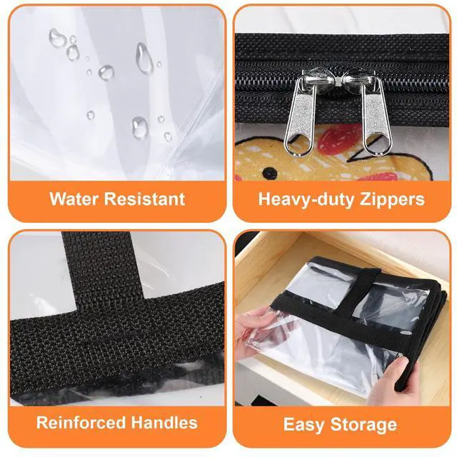 Alt view image 4 of 7 - Clear Storage Bags, 4 Pack Under Bed Storage and Closet Organizers Containers, Vinyl Foldable Heavy-Duty Moving Bags with Zippers for Comforter, Bedding, Duvet, Blanket & Toy Storage, 40L
