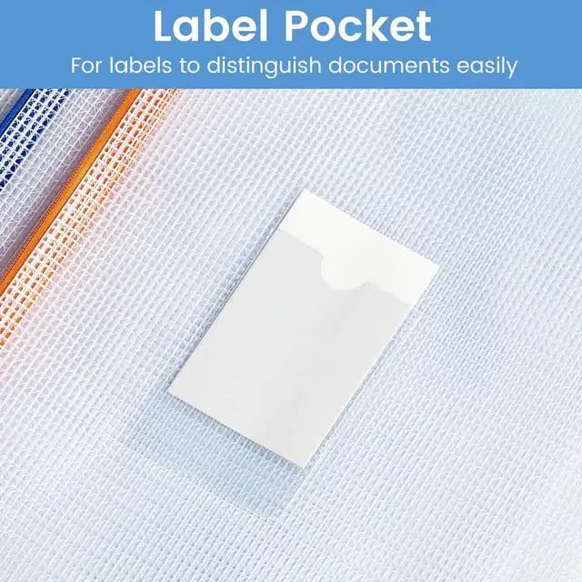 Alt view image 2 of 7 - =20 Pack Mesh Zipper Pouch Bags, A4 Letter Size, Zipper Bags with Label Pocket, Waterproof Bag for Classroom Organizer, School Office Teacher Supplies, Storage Pouches for Board Game Toy Storage