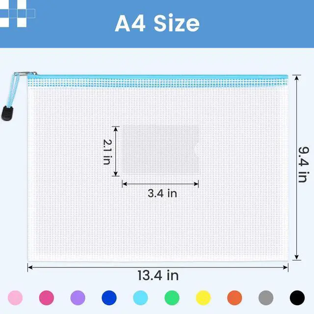 Alt view image 3 of 7 - =20 Pack Mesh Zipper Pouch Bags, A4 Letter Size, Zipper Bags with Label Pocket, Waterproof Bag for Classroom Organizer, School Office Teacher Supplies, Storage Pouches for Board Game Toy Storage