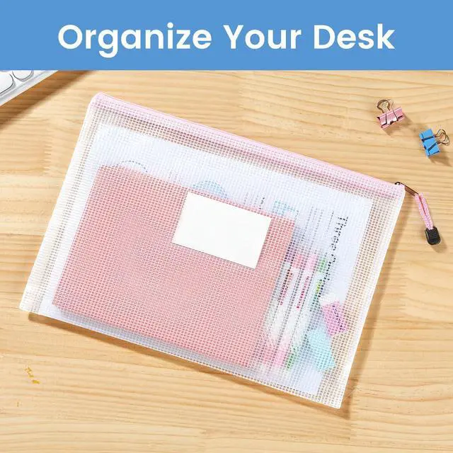 Alt view image 5 of 7 - =20 Pack Mesh Zipper Pouch Bags, A4 Letter Size, Zipper Bags with Label Pocket, Waterproof Bag for Classroom Organizer, School Office Teacher Supplies, Storage Pouches for Board Game Toy Storage
