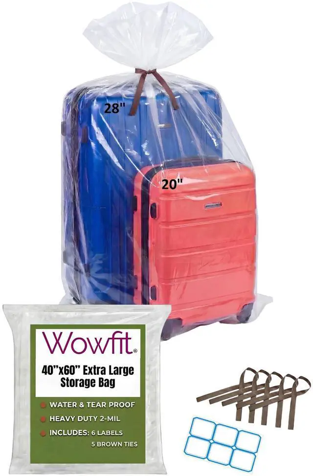 Main image of 5 CT 40x60 inches Extra Large Clear Plastic Bags Perfect for Car Seat, Luggage, Suitcase, Stroller, Chair, Kids Bike and Attic Storage (2 Mil Flat Bags)