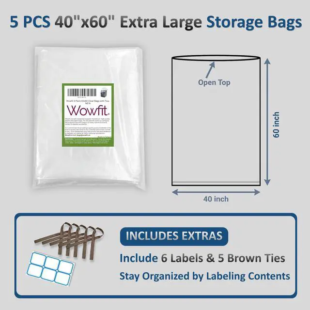 Alt view image 2 of 7 - 5 CT 40x60 inches Extra Large Clear Plastic Bags Perfect for Car Seat, Luggage, Suitcase, Stroller, Chair, Kids Bike and Attic Storage (2 Mil Flat Bags)