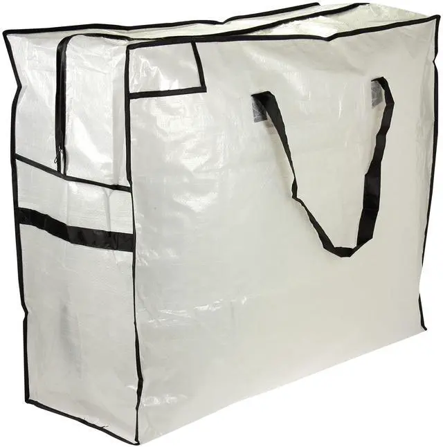 Main image of 2622 MightyStor Large Storage Bag with Handles | Clothing and Linen Storage Bag | White Tarp with Black Trim