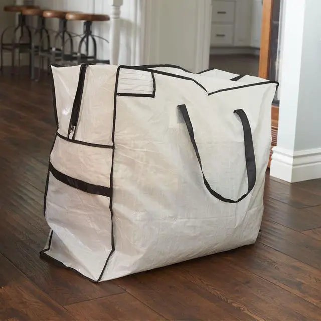 Alt view image 3 of 5 - 2622 MightyStor Large Storage Bag with Handles | Clothing and Linen Storage Bag | White Tarp with Black Trim