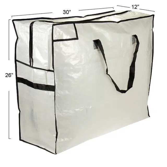 Alt view image 4 of 5 - 2622 MightyStor Large Storage Bag with Handles | Clothing and Linen Storage Bag | White Tarp with Black Trim